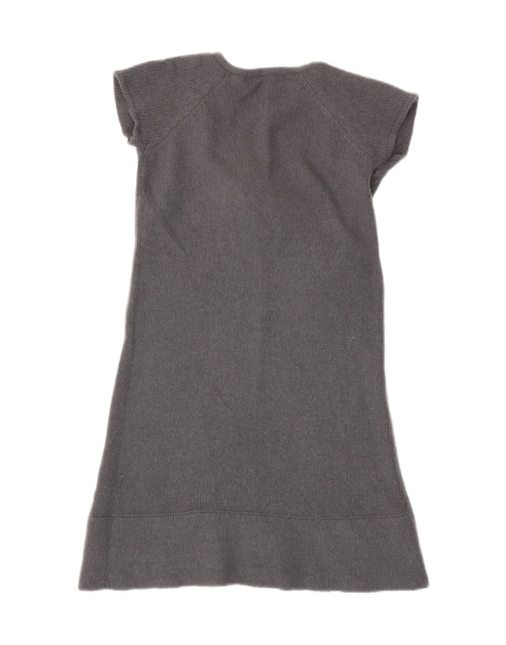 Zara Mujer Vestido Jersey Con Lazo Delantero UK 8 Small Gris Lana