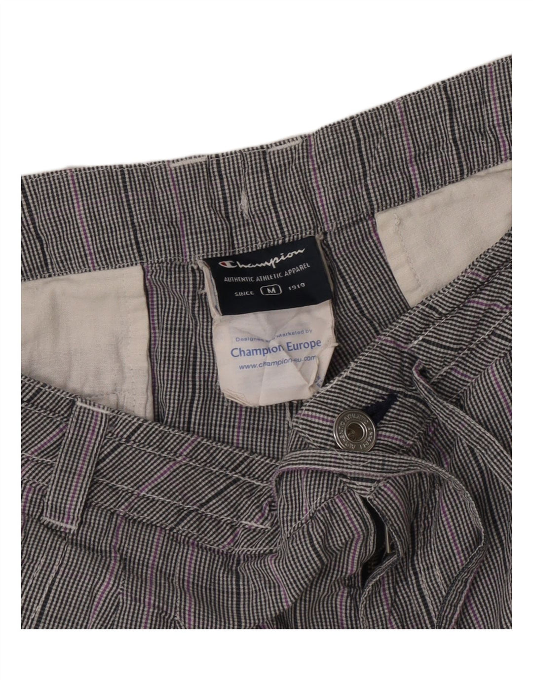 Champion Pantalones Cortos Casuales Para Mujer Medium W30 Gris A Cuadros De Algodón