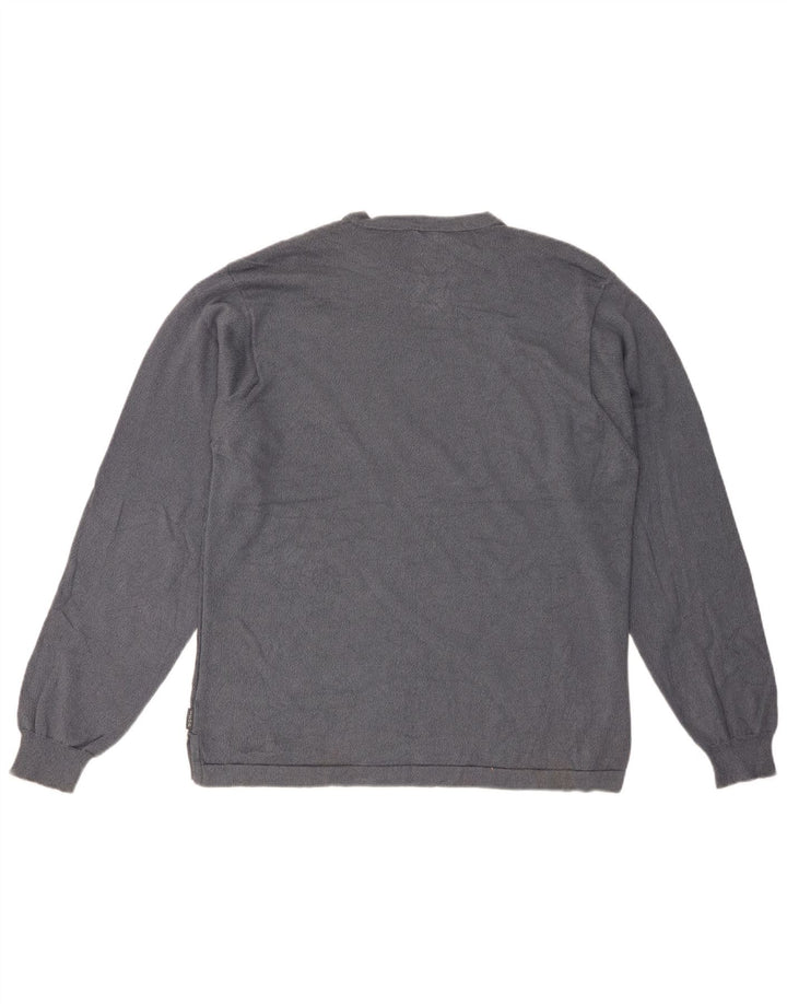 IZOD Jersey de cuello redondo para hombre, color gris medio, algodón Argyle/Diamond