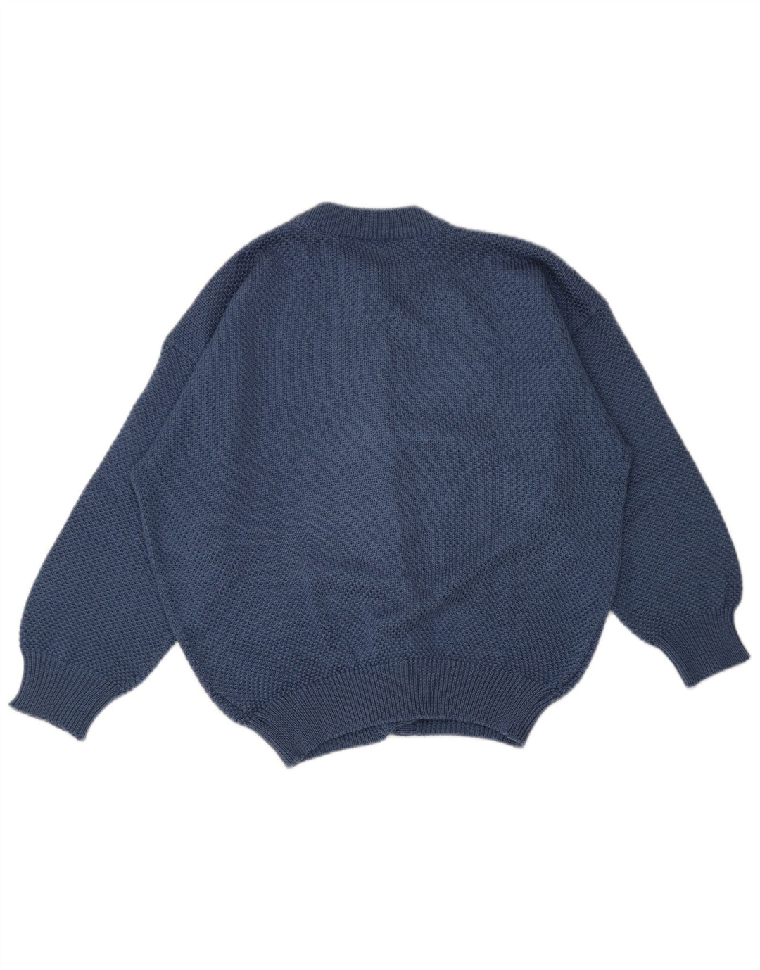 Vintage mujer Cardigan suéter IT 46 poliéster azul grande