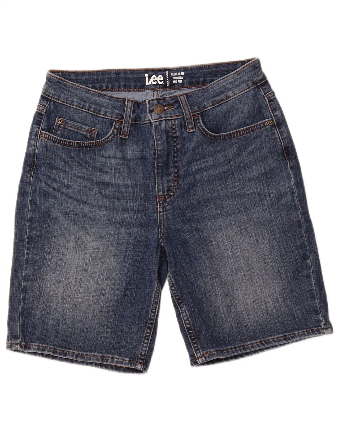LEE Bermudas de mezclilla para mujer, tiro medio, regulares, US 10, grande, W28, azul