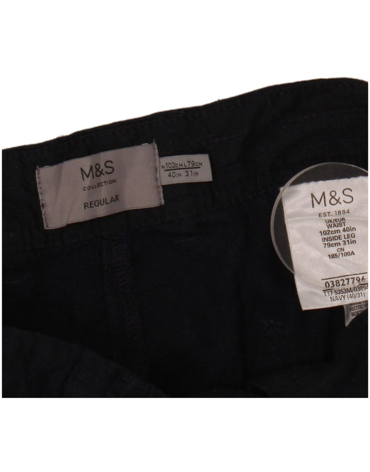 Marks & Spencer Pantalón chino regular cónico para mujer W40 L31 Azul marino