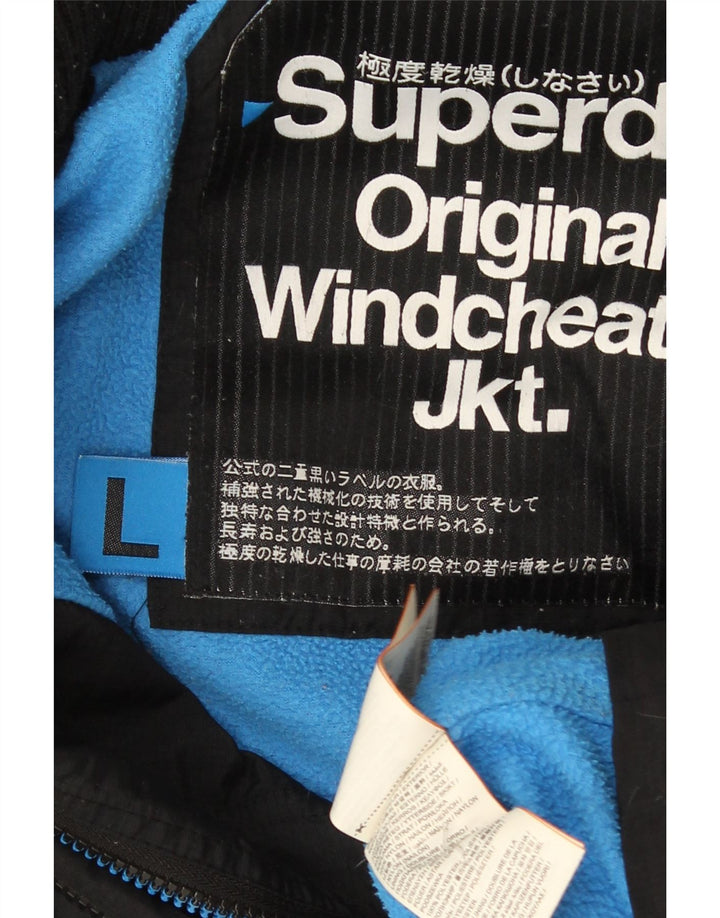 Superdry Chaqueta cortavientos con capucha Windcheater para hombre, talla 40, color negro