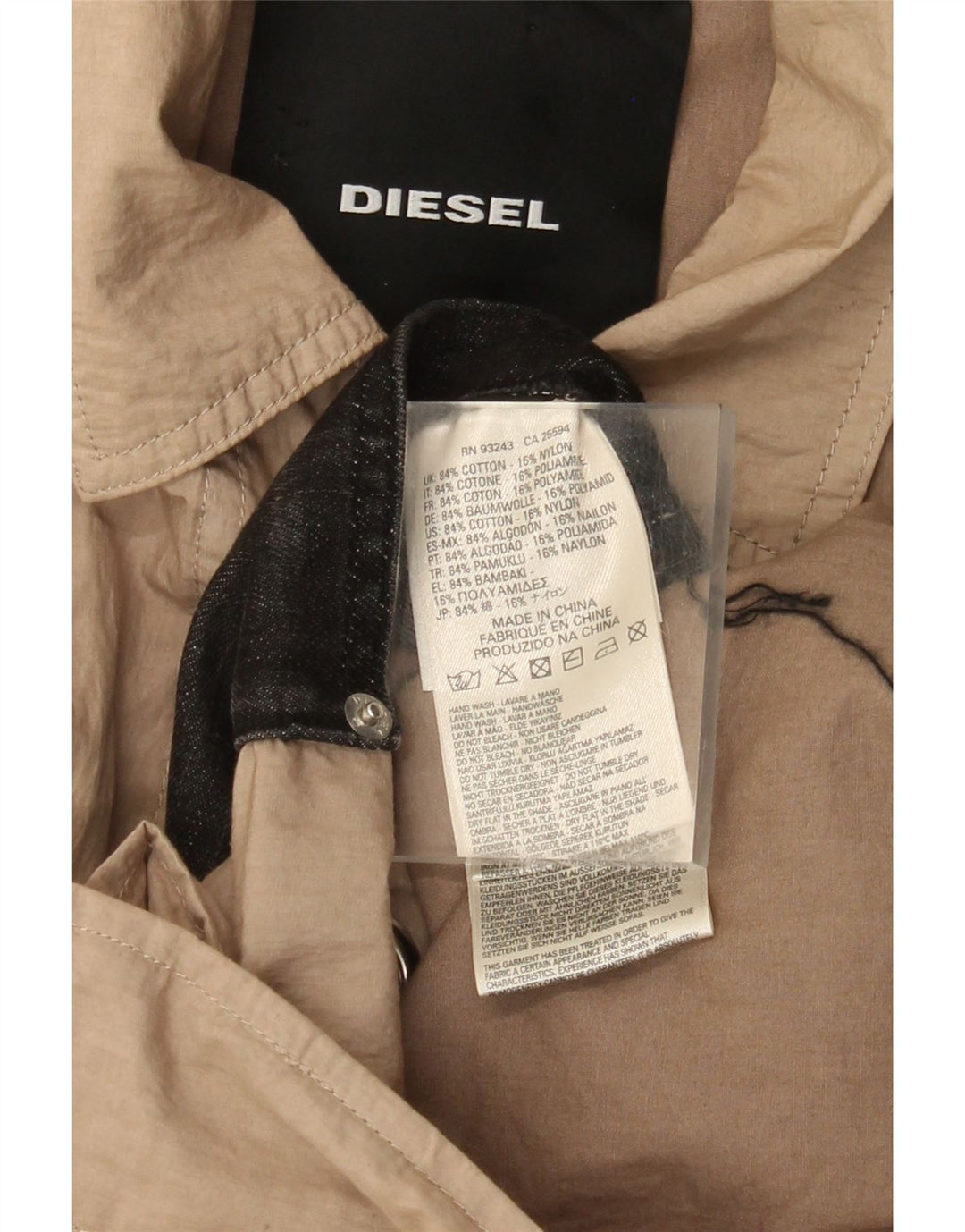 Diesel Mujer Gabardina UK 40 Grande Algodón Beige