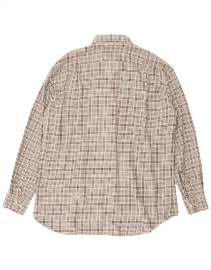 LES COPAINS Camisa de franela para hombre Talla 17 43 XL Algodón a cuadros gris