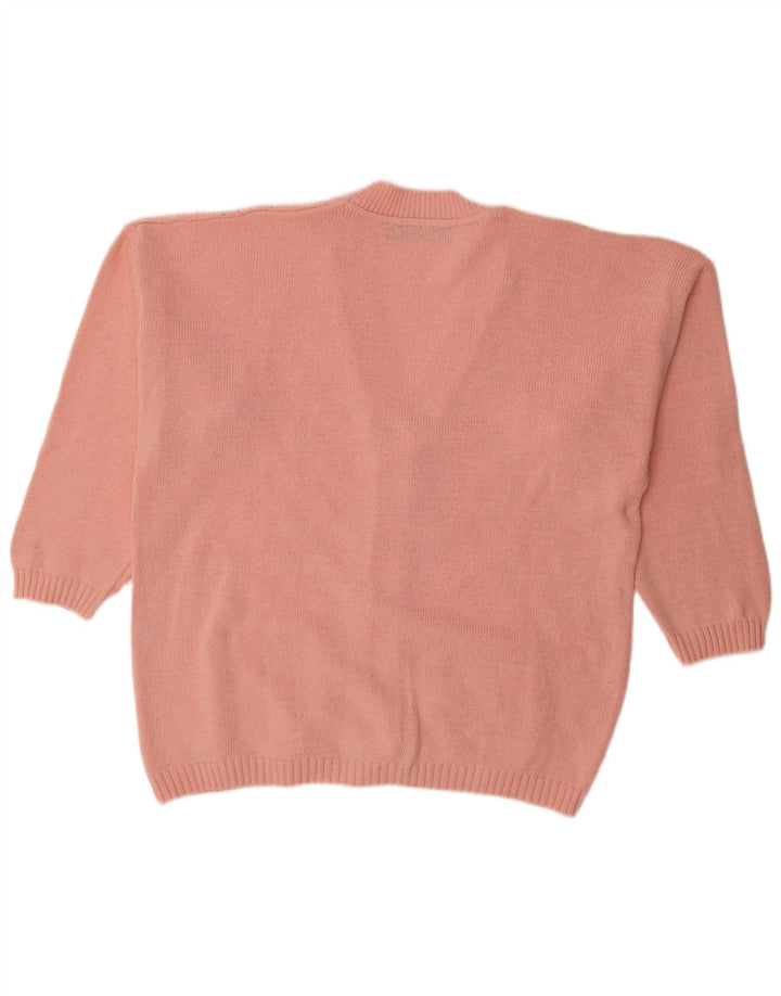 Vintage mujer oversized Cardigan suéter Reino Unido 16 algodón rosa grande