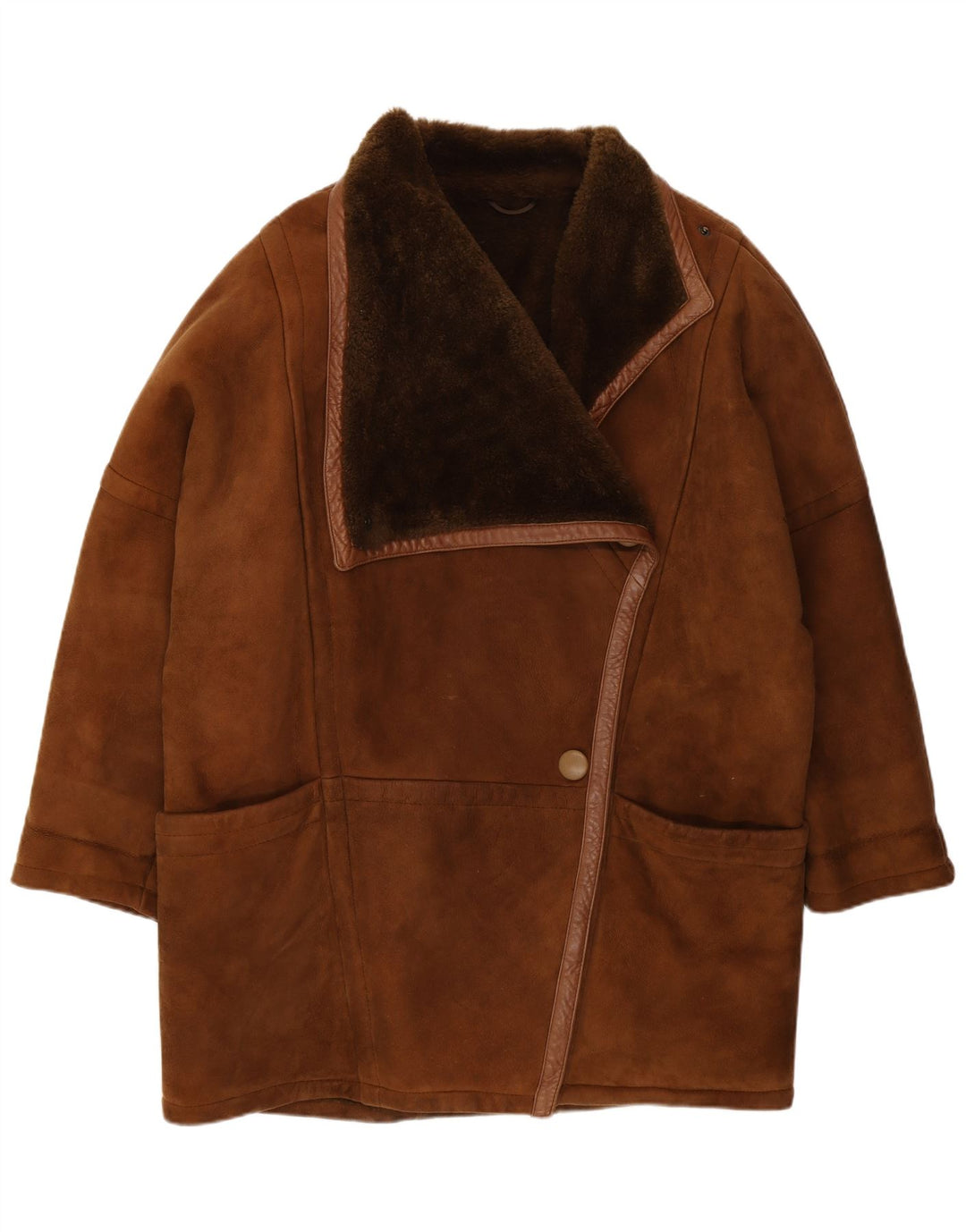 Vintage mujer oversize shearling abrigo IT 42 Medium Brown Shearling
