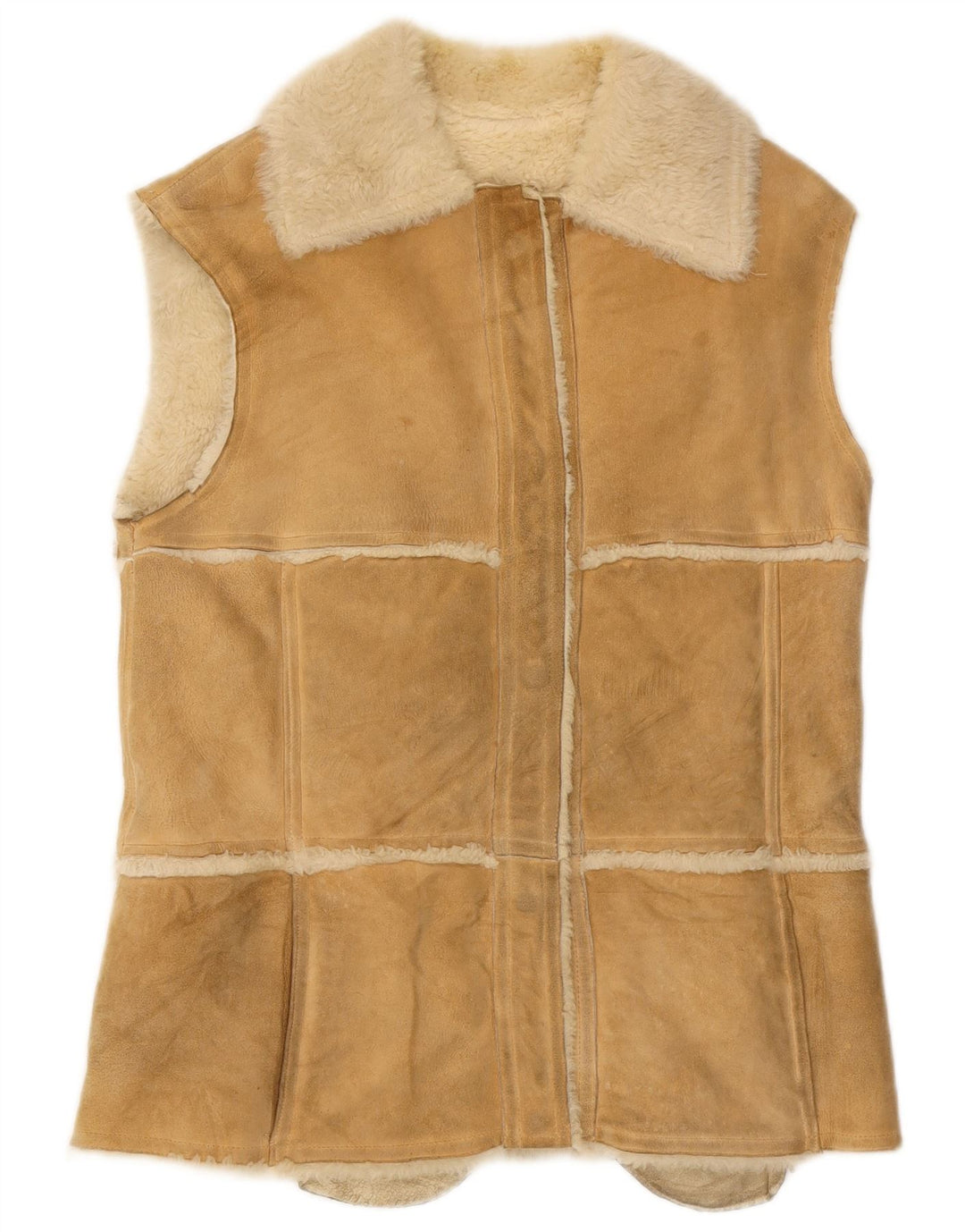 Vintage Mujer Shearling Gilet IT 44 Medio Beige