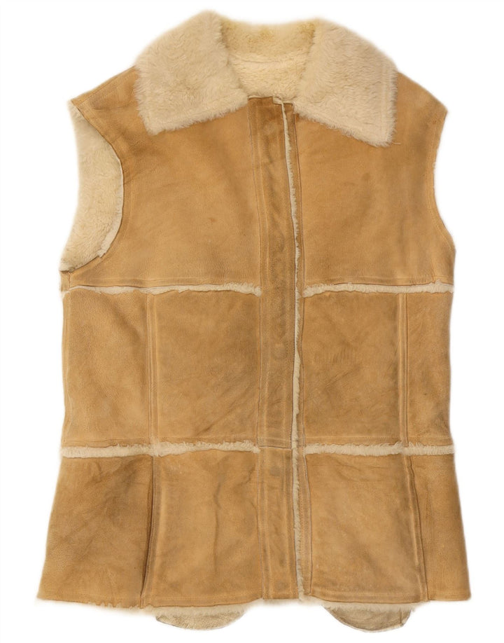 Vintage Mujer Shearling Gilet IT 44 Medio Beige