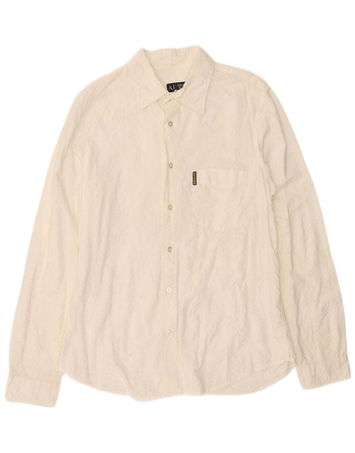 Camisa Armani Jeans Hombre Mediana Off White Algodón