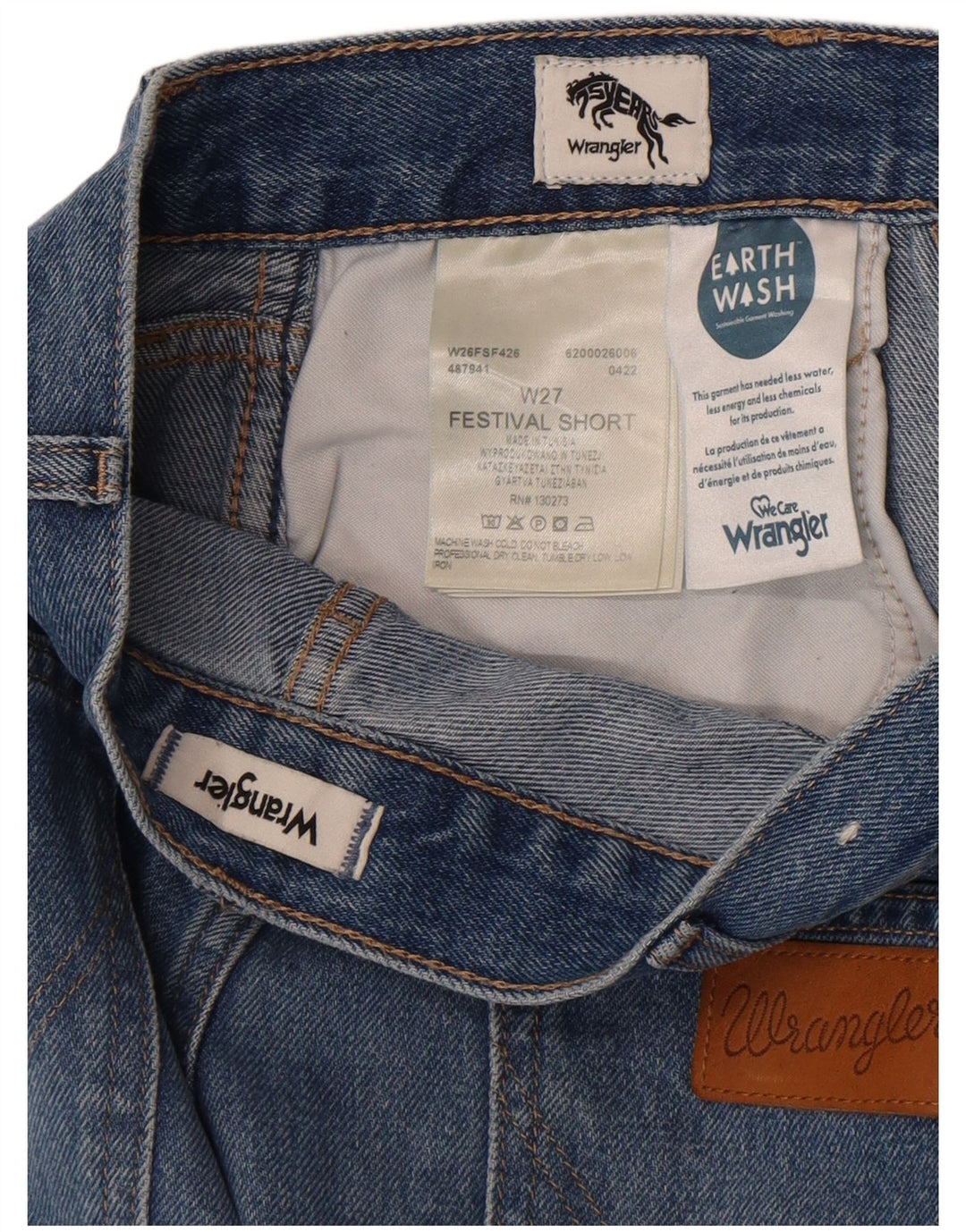 Wrangler Mujer Indigo Denim Shorts W27 Pequeño Algodón Azul