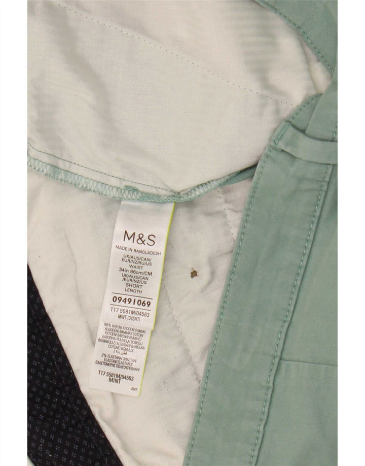 Marks & Spencer Pantalones cortos chinos para hombre W34 Algodón verde grande