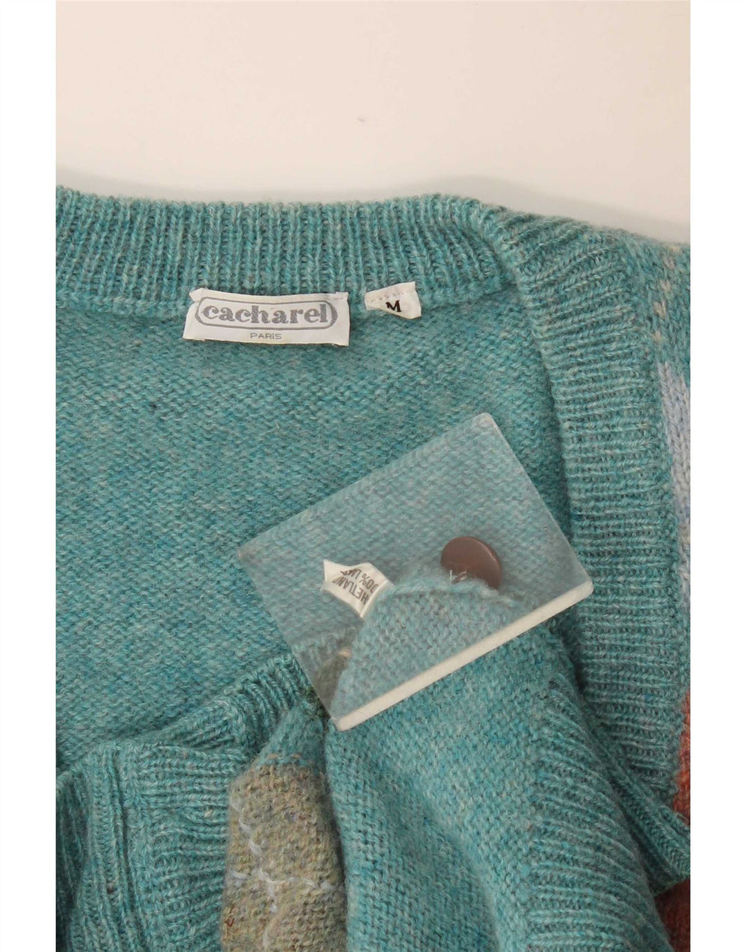Cacharel Cárdigan Para Hombre De Lana Argyle/Diamante Turquesa Mediana