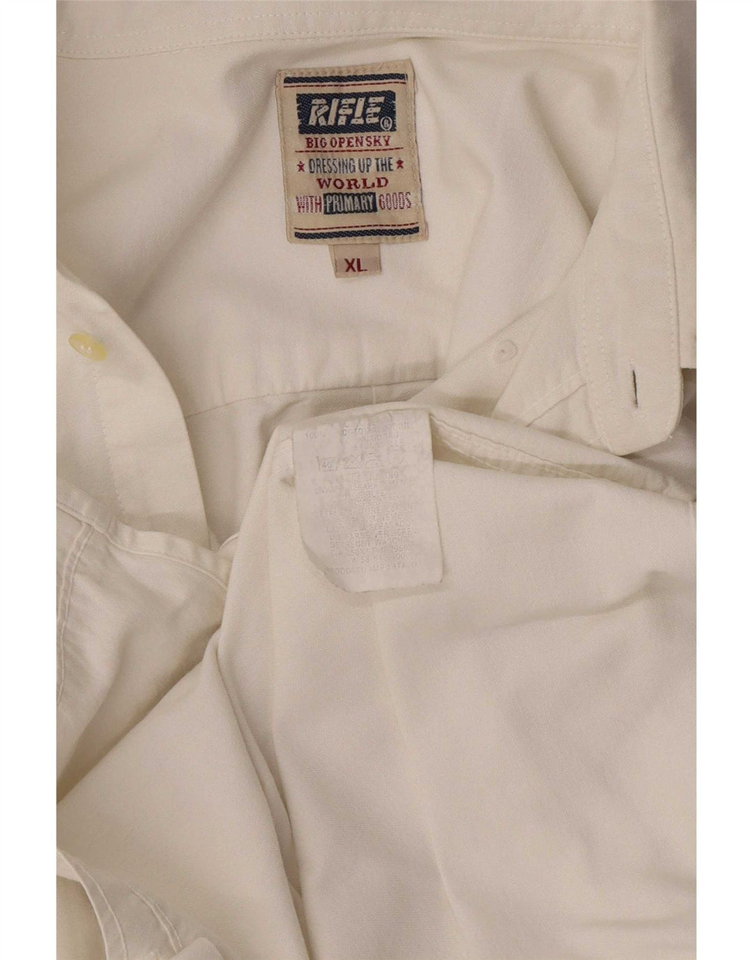 Camisa Rifle Hombre XL Algodón Blanco