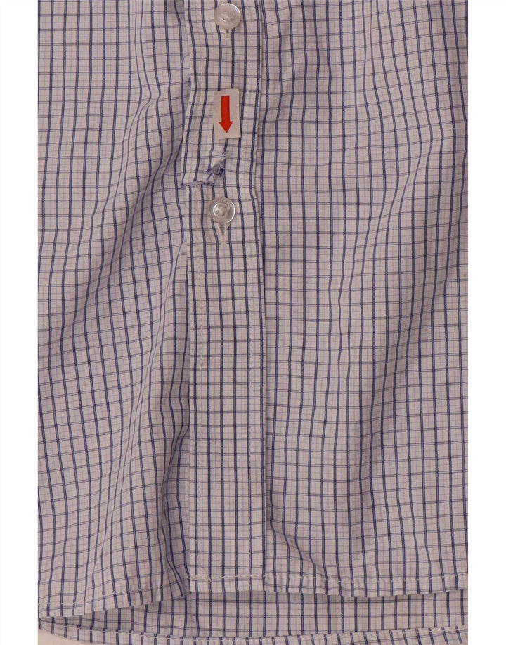 Chaps Camisa de corte regular para hombre, talla 16 16,5, viscosa azul grande a cuadros