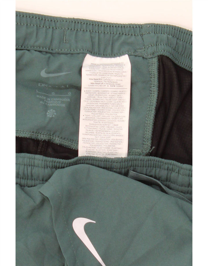 Pantalón corto deportivo Nike Dri Fit para hombre Poliéster color block verde grande