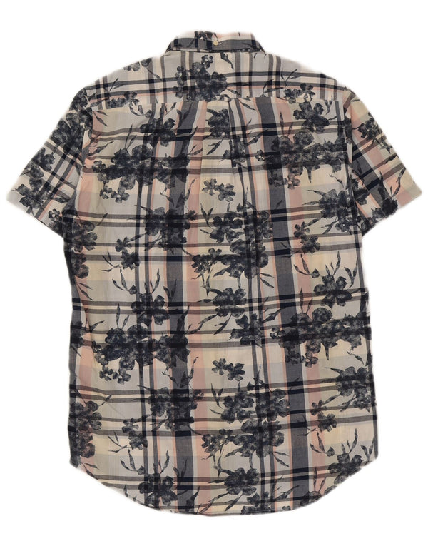 Gant Camisa de manga corta para hombre Talla 37/38 15 1/2 Algodón floral azul medio
