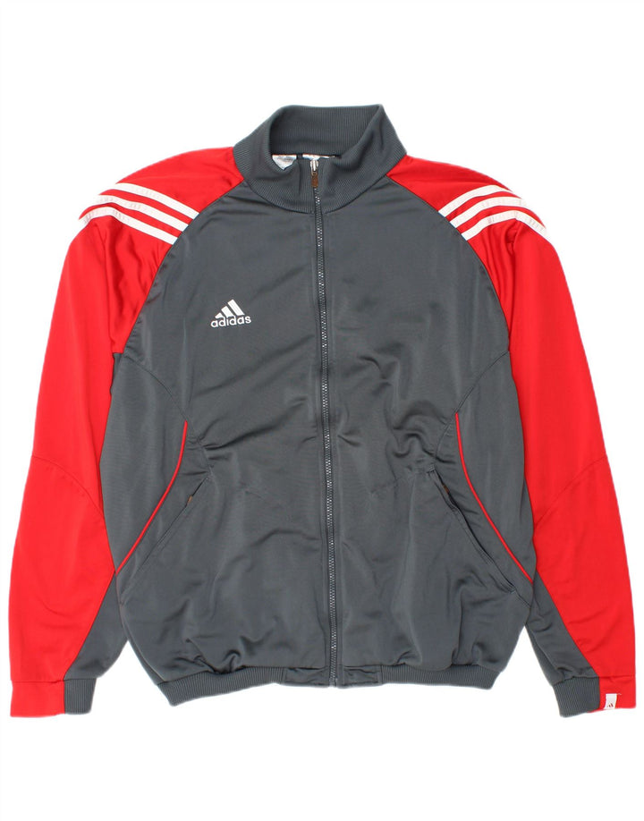ADIDAS Chaqueta superior de chándal para hombre UK 44/46 Poliéster con bloques de color gris grande