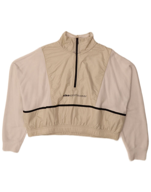 Nike Mujer Crop Graphic Sudadera Jumper UK 46 Grande Blanco Colorblock