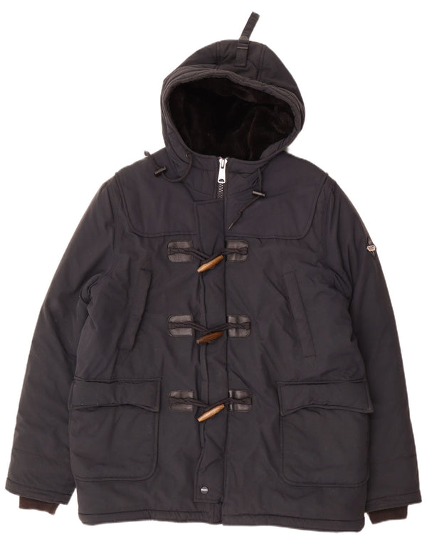 Schott Chaqueta de lona con capucha para hombre UK 40 Large Azul marino