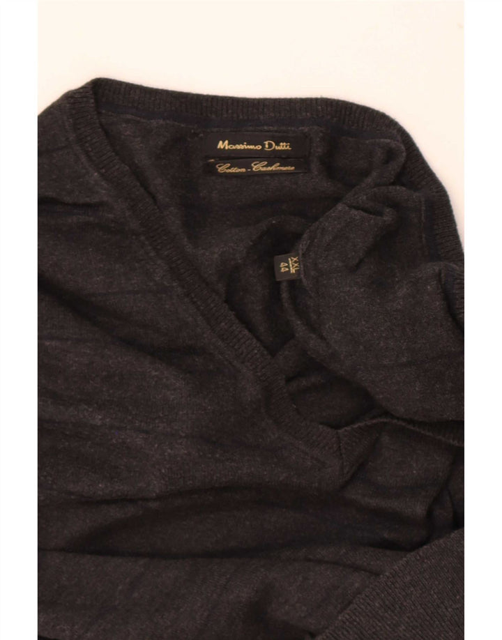 Massimo Dutti Jersey Hombre con Cuello en V 2XL Negro Rayas