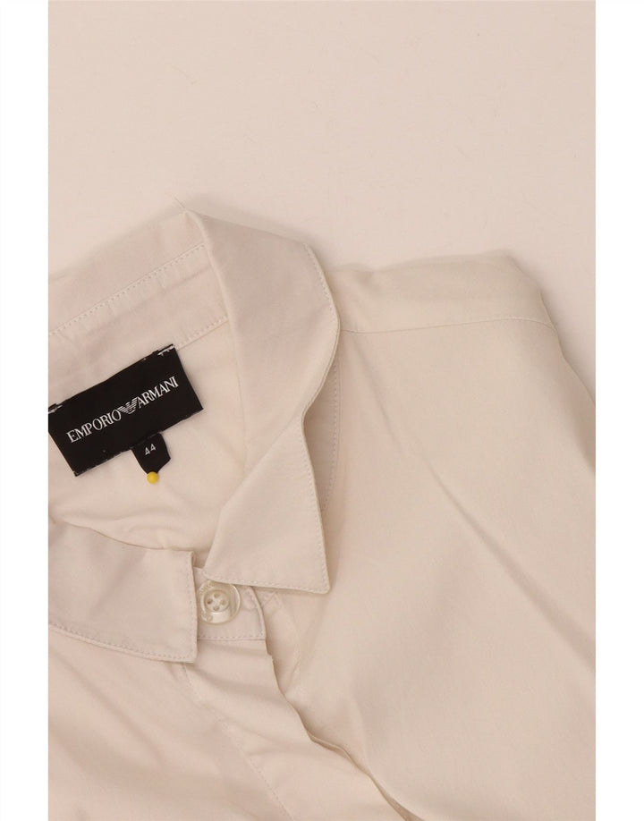 Emporio Armani Camisa formal para mujer IT 44 Mediano Blanco