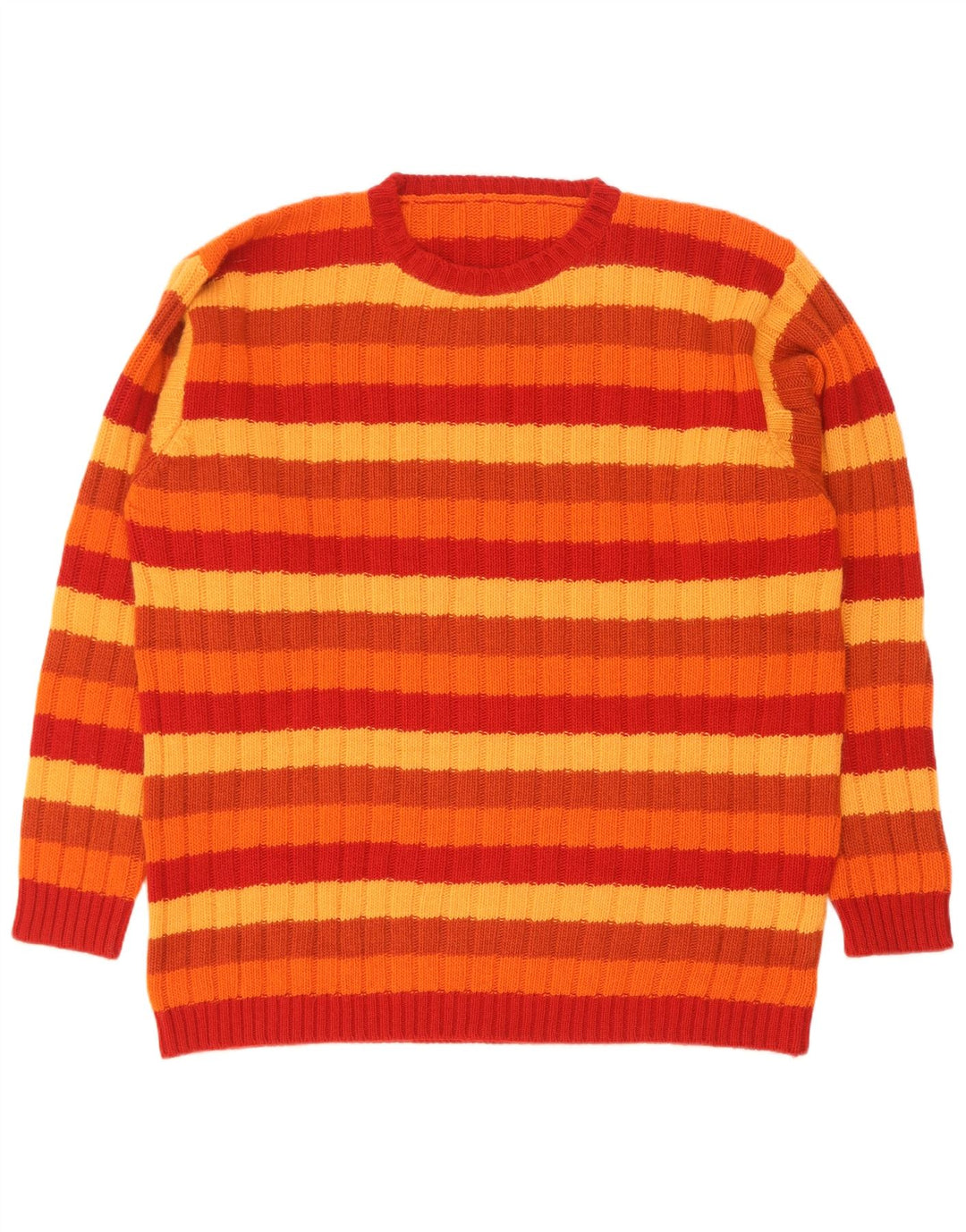 Vintage hombres cuello redondo jersey suéter tamaño 52 grande multicolor rayas