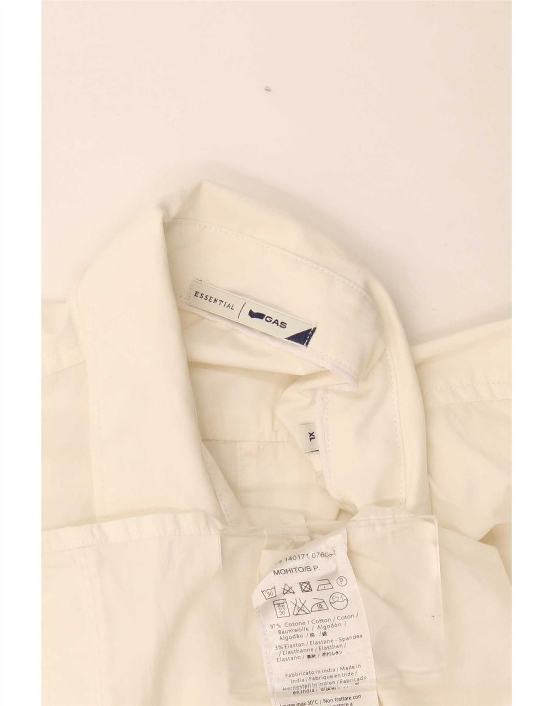 Camisa Gas Hombre Manga Corta XL Algodón Blanco
