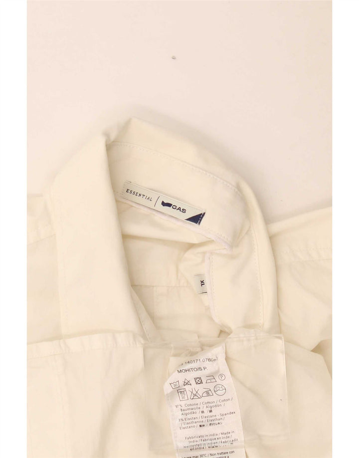 Camisa Gas Hombre Manga Corta XL Algodón Blanco