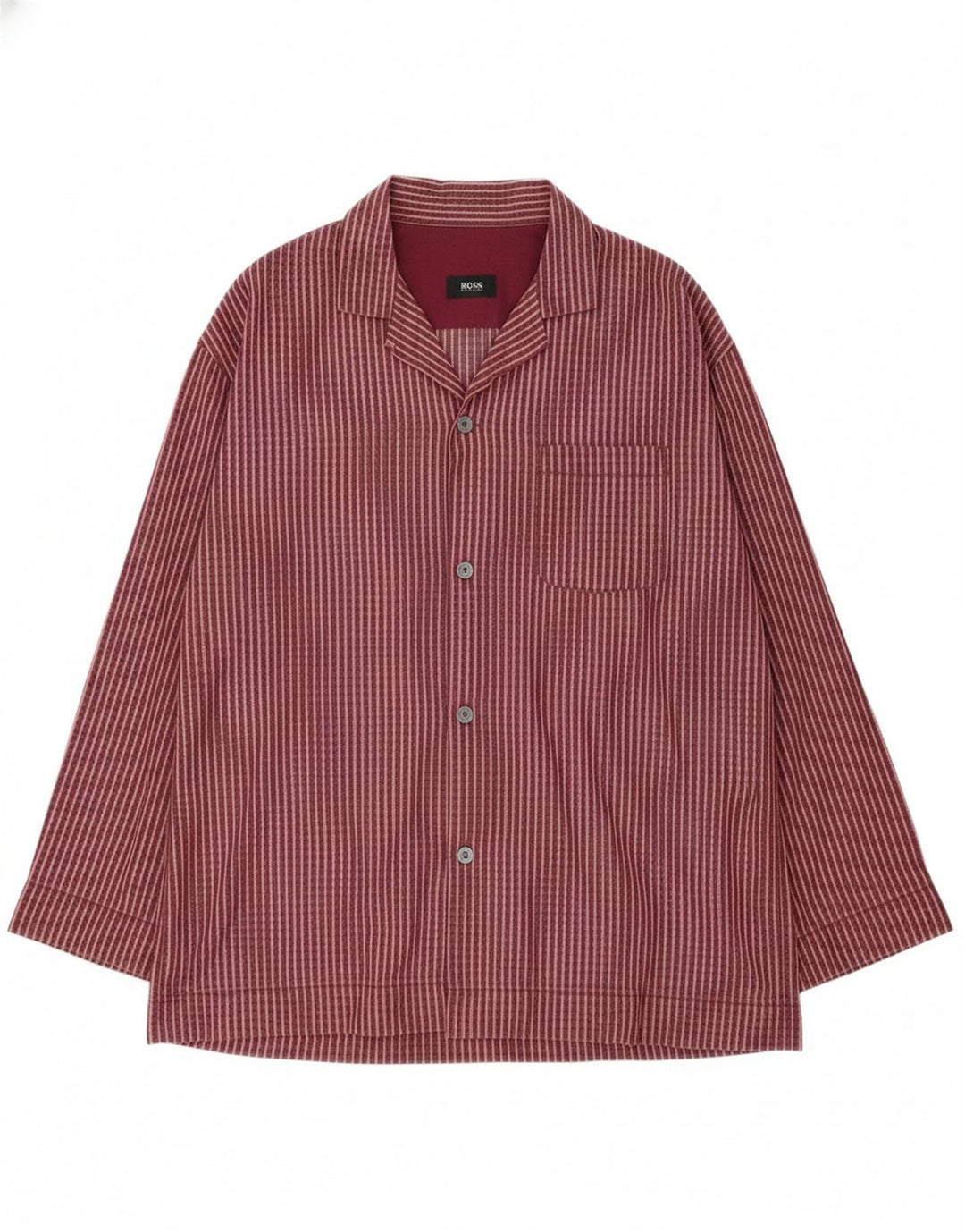HUGO BOSS Mens Shirt Large Burgundy Check Cotton
