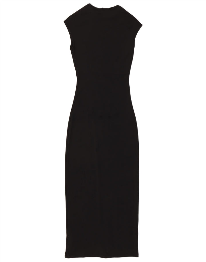 ZARA Mujer Maxi Vestido Sin Mangas UK 40 Small Poliamida Negro
