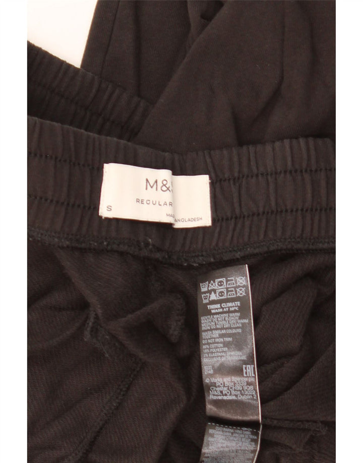 Marks & Spencer Pantalones de chándal regulares para mujer UK 8 Small Algodón negro