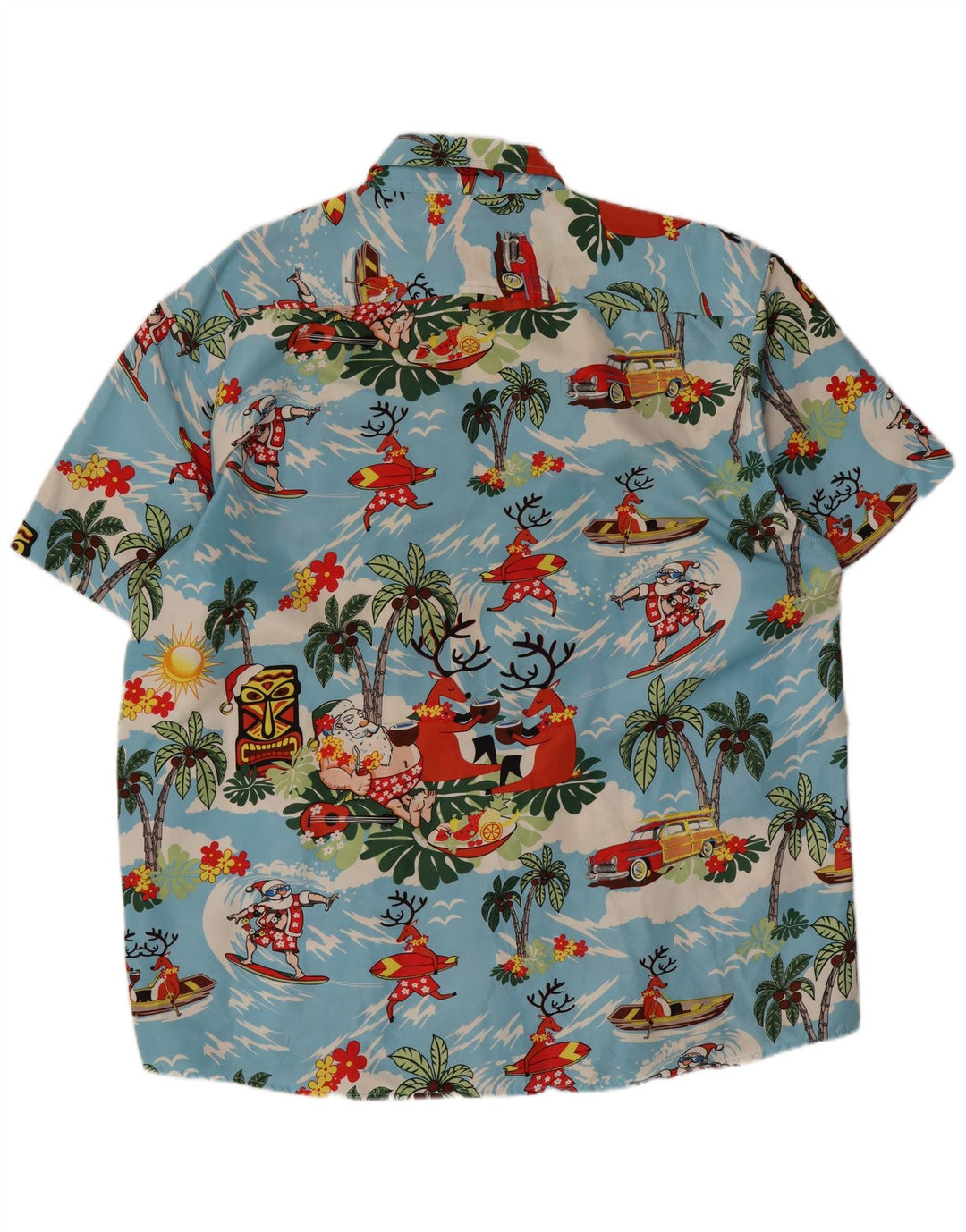 Lowes Camisa hawaiana de manga corta para hombre Poliéster azul grande