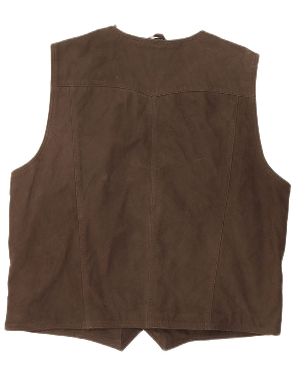 Highway 1 Chaleco de cuero para hombre UK 42 XL Cuero marrón