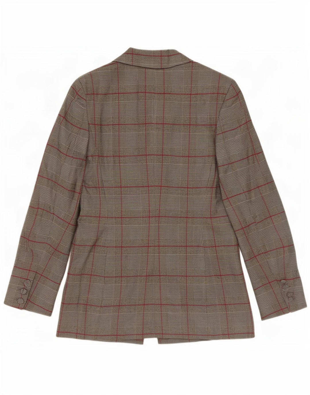 Zara Chaqueta Blazer De 1 Botón Para Mujer UK 42 Poliéster A Cuadros Gris Medio