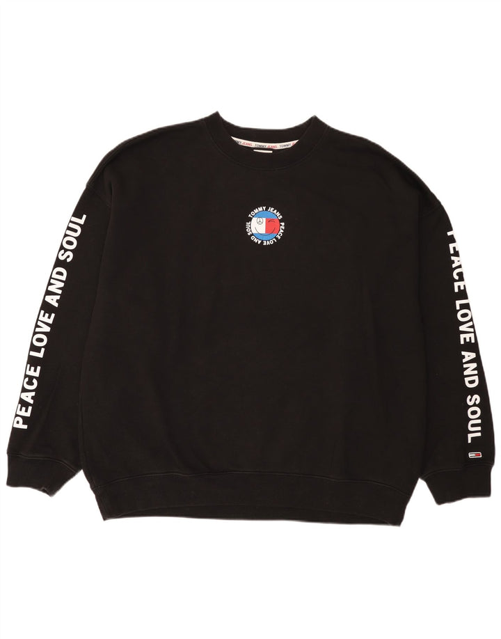 Tommy Hilfiger Sudadera Gráfica para Hombre Jumper Large Algodón Negro