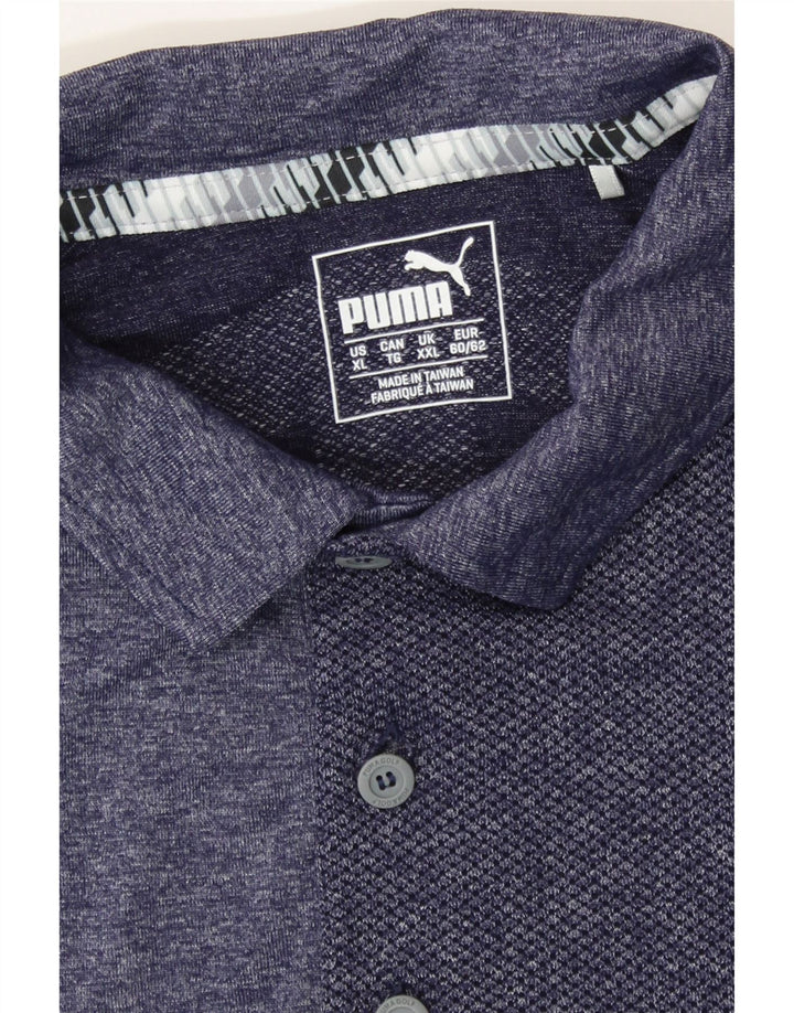 PUMA Mens Polo Shirt 2XL Navy Blue Colourblock Vintage Puma and Second-Hand Puma from Messina Hembry 