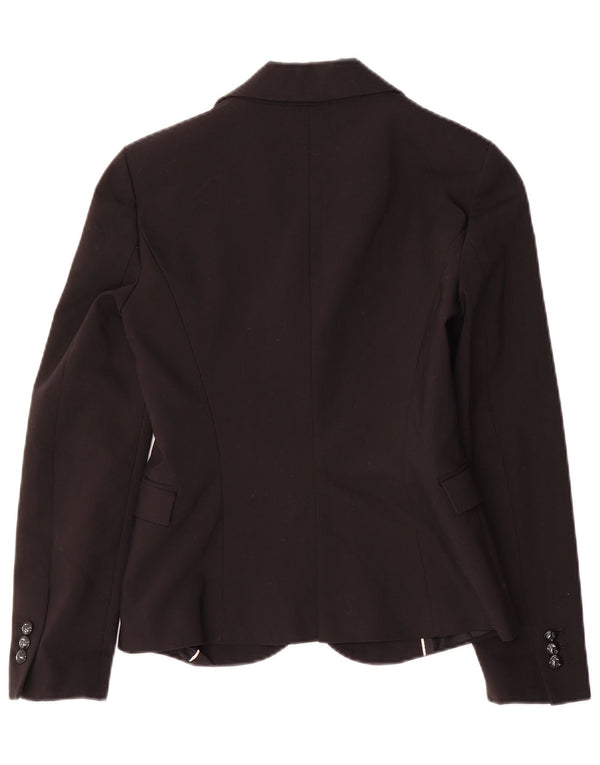Zara Mujer Chaqueta Blazer De 1 Botón UK 10 Small Poliéster Negro