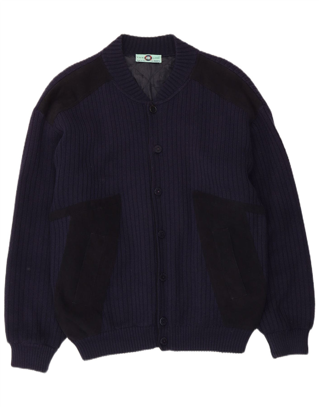 Life Line - Cárdigan para hombre, talla grande, color azul marino