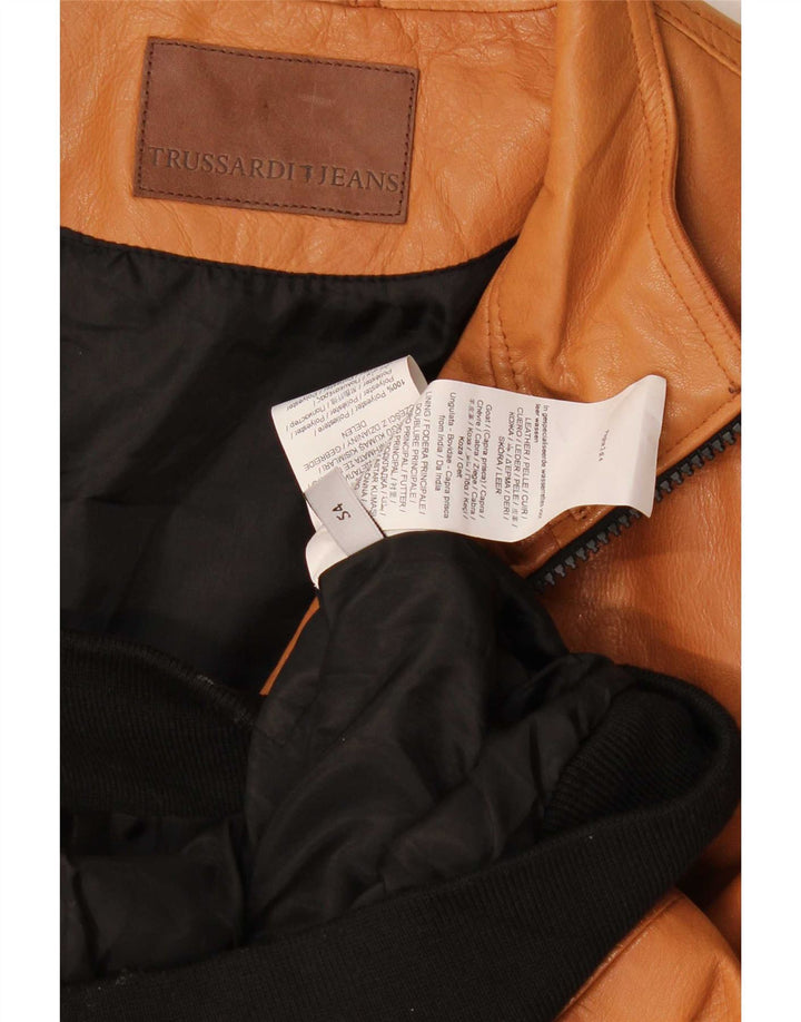 Trussardi Jeans Chaqueta de Cuero Hombre IT 54 2XL Marrón