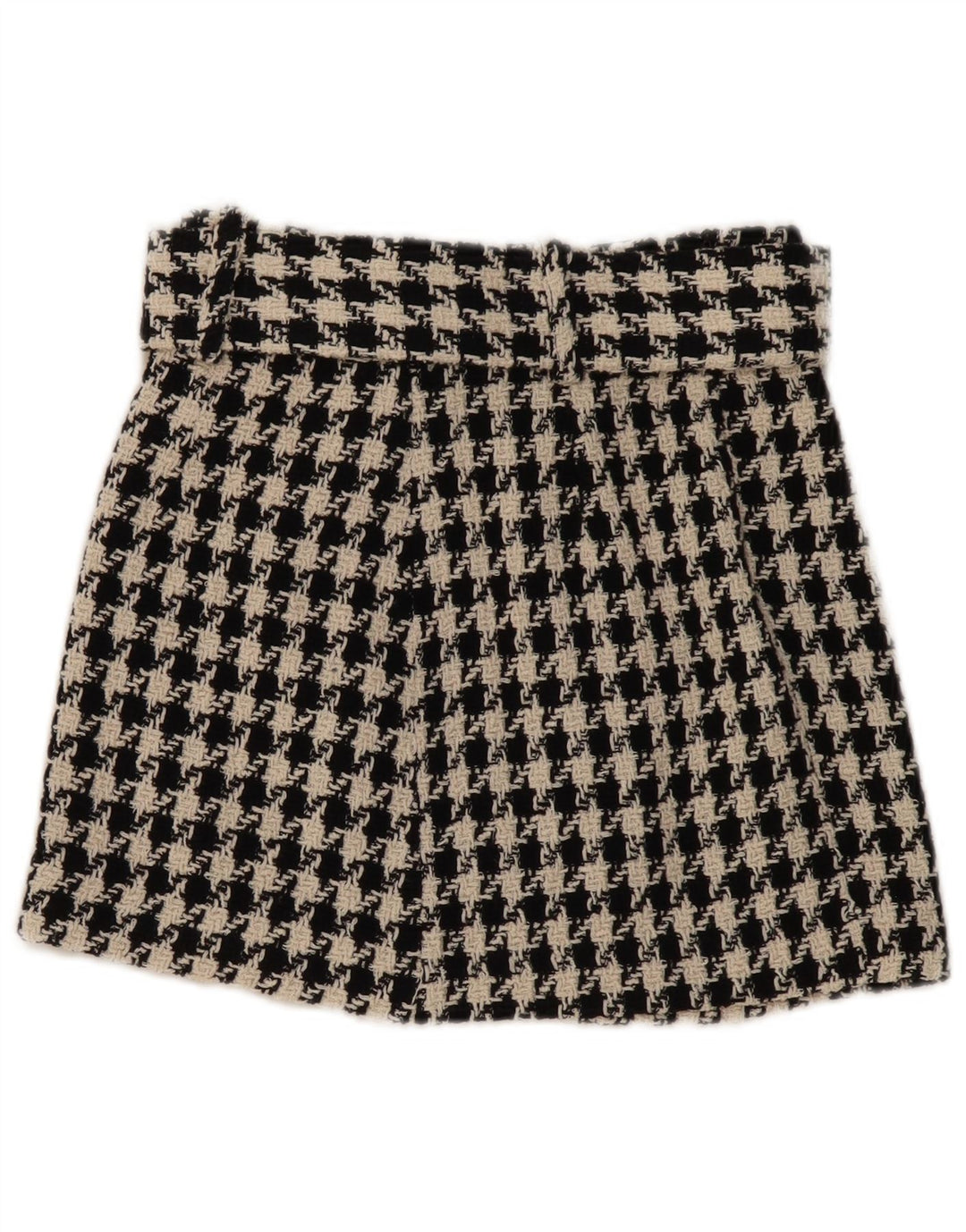 ZARA Womens Mini Skirt XS W24 Black Houndstooth Polyester