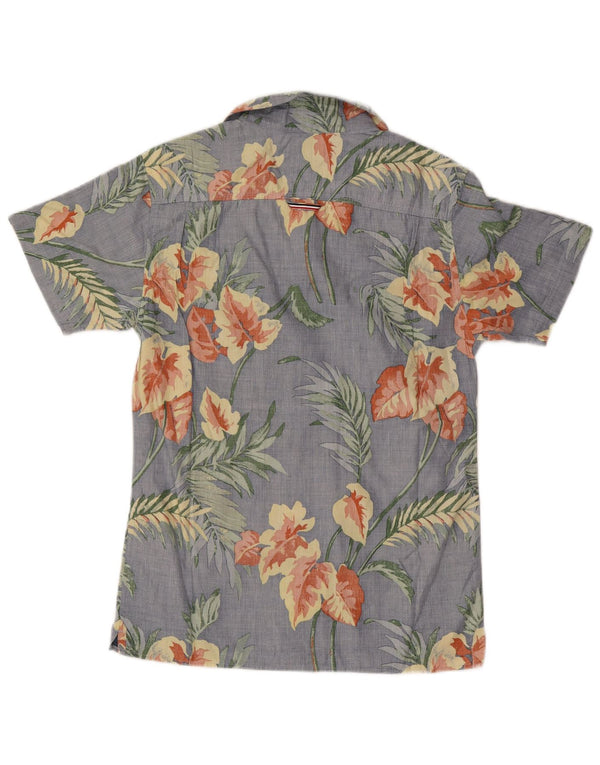 Tommy Hilfiger Camisa de corte regular de manga corta para hombre XS Azul Floral Hawaiano