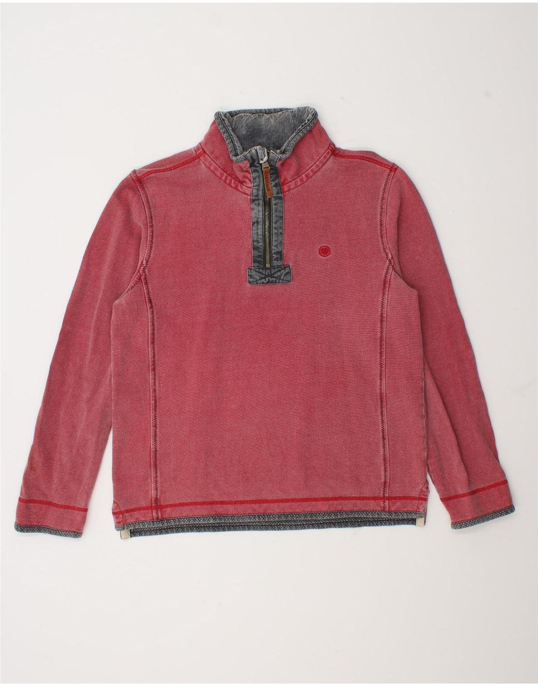 Sudadera con capucha y cuello con cremallera para hombre Fat Face Jersey pequeño de algodón rojo