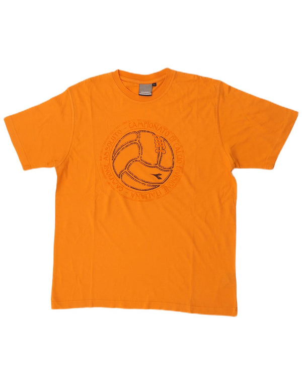 Diadora Hombre Camiseta Gráfica Top Grande Algodón Amarillo