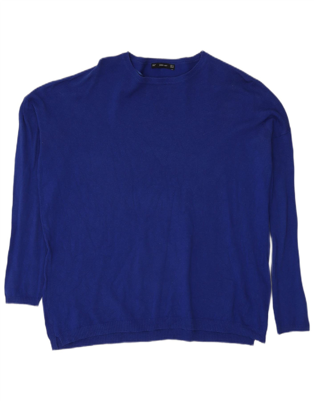 Zara - Jersey extragrande con cuello barco para mujer, talla 40, algodón azul medio