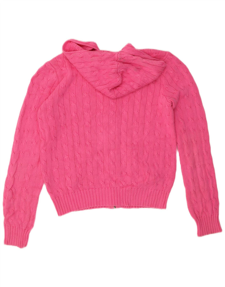 Ralph Lauren - Cárdigan corto con capucha para mujer, talla grande, algodón rosa, Reino Unido 16