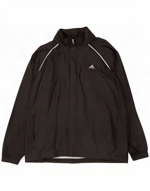 Chaqueta impermeable con capucha gráfica para hombre Adidas UK 42 XL Poliamida negra