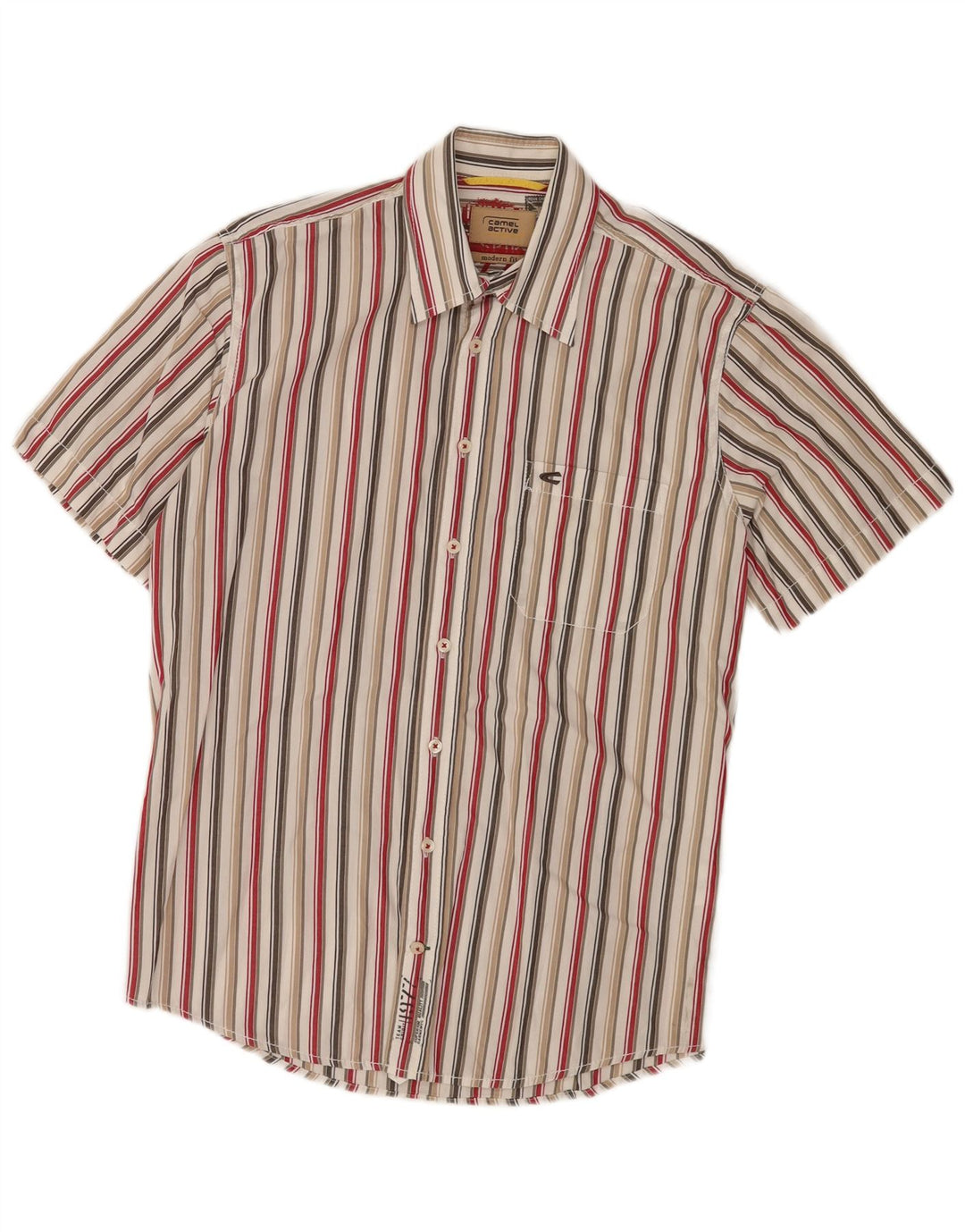 Camisa de manga corta para hombre Camel Active Rayas medianas multicolores