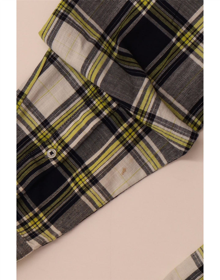 Benetton Hombre Camisa De Cuadros Grande De Algodón A Cuadros Azul Marino