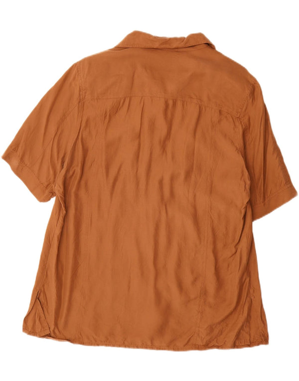 cherie Blusa camisera de manga corta para mujer IT 48 XL Seda marrón